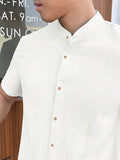 Toplot Men'S Solid Regular Fit Shirt (Popcorn-Mandarin-5210-White-S_White,White,,B0DK51Y664