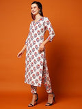 Gosriki Women'S Cotton Blend Printed Straight Kurta With Pant (Yani Orange-Ng-Gs_L_Orange_Large),Orange,,B0CC5RNGXM