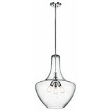 Kichler Everly 27.5 3 Light Bell Pendant Clear Seeded Glass Chrome
