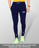 LookMark Men's Slim Fit Solid Lycra Blend Full Elastic Sport Wear Running Gym Stretchable Jogger Track Pant in Navy Color(Track 04 Navy-L),Navy