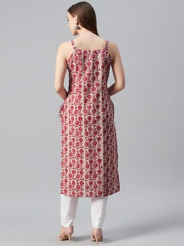 Anni Designer Women'S Rayon Blend Straight Printed Kurta (Kmg Red_Xl_Red_X-Large),Red,XL,Rayon Blend,Regular,