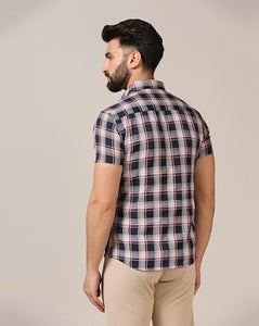 Toplot Men'S Regular Fit Casual Shirt Checks Design With Spread Collar & Half Sleeves (Chex-Shirt-5177-Uniform-L),Uniform,,B0CYGLKNYY