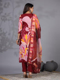 Anni Designer Women'S Rayon Blend Printed Straight Kurta With Pant & Dupatta (Khissu Maroon_Xxl_Maroon_Xx-Large),Maroon,2XL,Rayon Blend,Regular,Kurta, Scarf