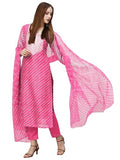 Anni Designer Women'S Cotton Blend Straight Printed Kurta With Pant & Dupatta (Doremi Baby Pink_Xl_Baby Pink_X-Large),Baby Pink,XL