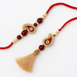 Shalinindia Premium Designer Red Rakhi Set Of 2 For Bhaiya Bhabhi Traditional Lumba Set, Thread Rakhi With Stones Ideal Raksha,Nylon,Blue