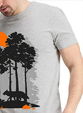 Adro Mens Sun Printed Cotton T-Shirt (Rn22-1-Sun-Gr_Grey_Xl)