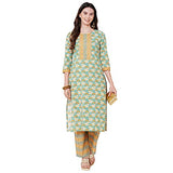 Gosriki Women'S Cotton Straight Kurta With Palazzo (Gshk106_L_Yellow_Large),Yellow,,B09H377GSK
