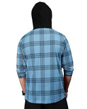 Eyebolger Mens Checkered Hooded Neck Full Sleeve T-Shirt,Sky Melange BlackApparel,2XL