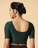 Toplot Cotton Blend Lycra Stretchable Round Neck Blouses For Women Readymade (Blouse-5058-Green-36),Green,36,B0BWYQPMR8