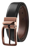 Napa Hide Reversible Leather Belt With Metal Buckle, Black And Brown, Classic Design (Rosegold)
