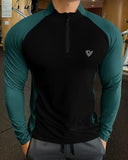 Eyebogler Men High Neck Colourblocked Full Sleeve Regualr Fit T-Shirt,Moss Green-BlackApparel,XL