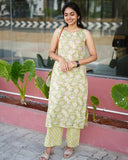 Gosriki Women'S Rayon Viscose Straight Printed Kurta With Pant (Malati Lemon-Gs_Xl_Green_X-Large),Green,,B0F1T3V339