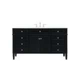 Elegant Decor Park Avenue 60 Metal Mdf Marble Single Bathroom Vanity In Black