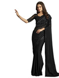Satrani Womens Pure Chiffon Saree (3568S130N_Black)