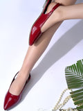 Shoetopia Solid Slingback Pointed Toe Cherry Flat Sandals For Women & Girls /Eu40,Cherry,7,B0DZVNN7BT