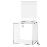 Marketing Holders 10 Inch Locking Ballot Box with Removable 8.5 x 11 Header Sign Holder Clear Acrylic Cube Donation Bin