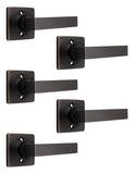 Mengico 5 Pack Square Dummy Door Handle Set,Oil Rubbed Bronze Door Handle for Closets and French Doors,Interior Door Knobs Rever