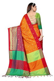 Greciilooks Womens Cotton Silk Casual Saree For Women (Orange1)