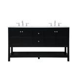 Elegant Decor Theo 60 Steel And Solid Wood Single Bathroom Vanity In Black