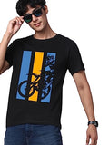 Adro Men'S Bike Rider Printed Cotton T-Shirt (Rn23-M-Bik-Bl_Black_M)