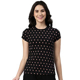 Enamor Women'S Fruits Slim T-Shirt (E247_Jet Black Strawberry Aop S)
