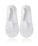 Mikoniko Womens 1 Pairs No Show Low Cut Cotton Lace Non Slip Socks_White