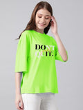 Kotty Women'S Cotton Blend Printed Oversized T-Shirts,Light GreenApparel,L