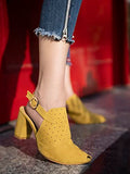 Shoetopia Women'S Block Heel Pumps,Yellow,8,B0BY6VWXX7