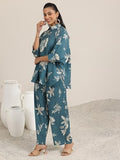 Libas Womens Printed Silk Blend Co-Ord Set For Women Blue 2Xl 400232O