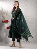 Gosriki Women'S Rayon Blend Anarkali Printed Kurta With Pant & Dupatta (Berlin Green-Vks05-Gs_M_Green_Medium),Green,,B0DJWGT73H