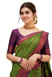 Flosive Womens Present Banarasi Soft Lichi Silk Saree Beautiful Jacquard Rich Pallu Design Work Zari Woven Kanjivaram Silk Style
