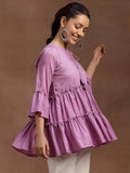 Libas Women'S Silk Blend Embellished Regular Kurti (29141 Lavender Lavender M