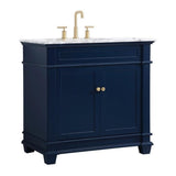 Elegant Decor Wesley 36 Steel And Solid Wood Single Bathroom Vanity Set In Blue