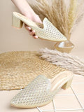 Shoetopia Embellished Golden Heeled Mules For Women & Girls /Eu41,Copper,8,B0FF3C1816