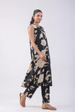 Anni Designer Women'S Rayon Viscose Straight Printed Kurta With Pant (Teras Black_S_Black_Small),Black,S,,,