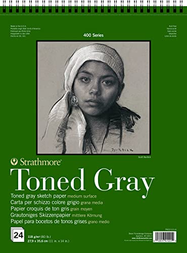 Strathmore Gray Drawing 400 Series Toned Sketch Pad, 11''X14'', 24 Sheets
