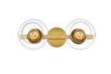 Living District Rogelio 2-Light Iron & Glass Bath Sconce In Brass/Clear