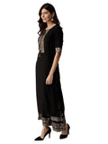 Anni Designer Women'S Printed Straight Kurta With Palazzo (Chand & Kuz_M),Multicolour,M,Cotton,Palazzo,