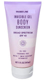 Trader Joes Invisible Gel Body Sunscreen Broad Spectrum SPF 40 Oil Free Clear Color Gel Formula Fragrance Free Water Sweat Resis