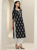 Libas Women'S Pure Cotton Ethnic Motifs Kurta Sets (400184O_Black_Xl)