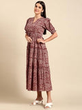 Anni Designer Women'S Cotton Blend Anarkali Printed Kurta (Cam11 Maroon_L_Maroon_Large),Maroon,L,Cotton Blend,Anarkali,