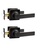 Mengico 2 Pack Interior Passage Door Lever,Oil Rubbed Bronze Left or Right Handing for Closet and Hallway Doors,Square Heavy Dut