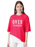 Kotty Women'S Cotton Blend Printed Oversized T-Shirts,Rani PinkApparel,L