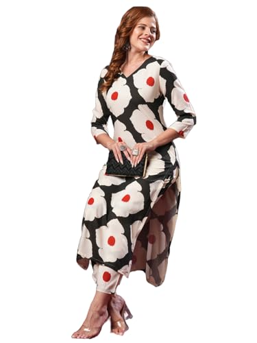 Gosriki Women'S Rayon Blend Straight Printed Kurta With Pant (Chunilal White-Vks03-Gs_Xxl_Black_Xx-Large),White,2,B0D9YV2F8P