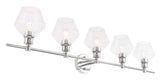 Living District Gene 5-Light Mid-Century Metal Wall Sconce In Chrome And Clear