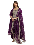 Libas Women'S Organza Kurta Set (99366_Burgundy_Xl)