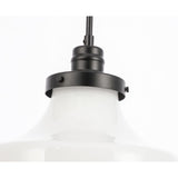 Living District Lyle 1-Light Metal Pendant In Black And Frosted White Glass