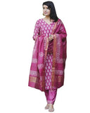 Gosriki Women'S Rayon Blend Straight Printed Kurta With Pant & Dupatta (Mrunal Pink-Gs_S_Pink_Small),Pink,,B0DFY1PVNT