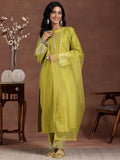 Libas Women'S Silk Blend Kurta Set (273870R Lime Green 2Xl