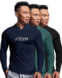 Eyebogler Mens Dry Fit Hooded Neck Full Sleeve Casual Tshirt Pack Of 3,Navy Blue::Moss GreeApparel,M